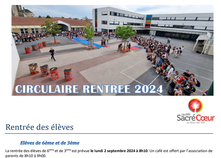 Circulaire de rentrée 2024